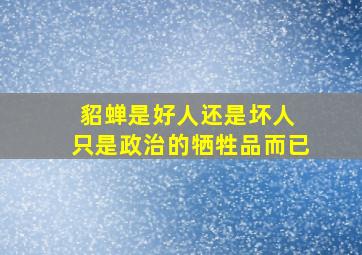 貂蝉是好人还是坏人 只是政治的牺牲品而已